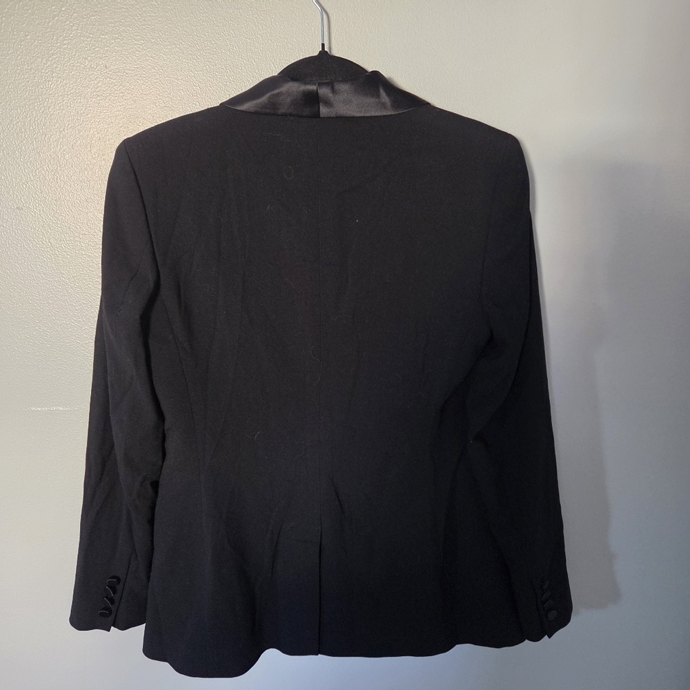 Lauren Ralph Lauren Womens Black Wool Satin Trim Preppy Tuxedo Blazer Jacket  6 - Picture 5 of 11